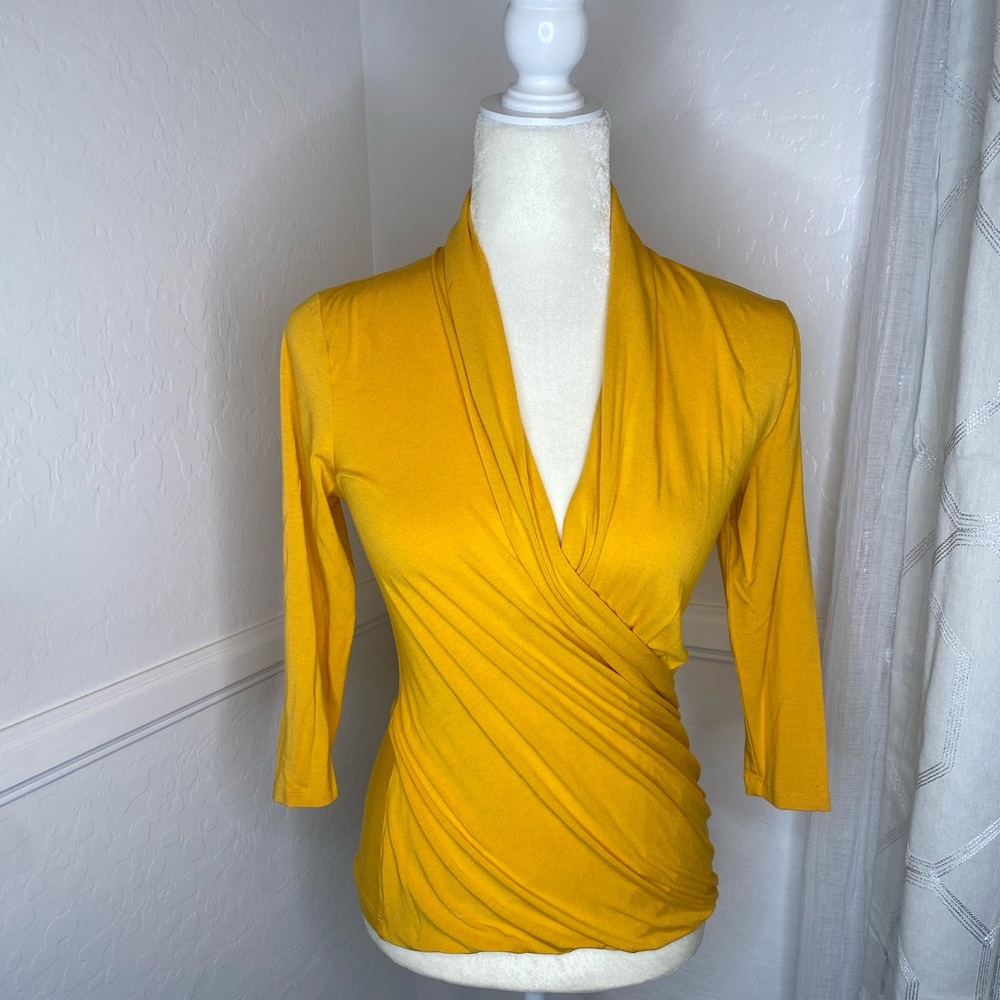 Vince Camuto yellow wrapped top